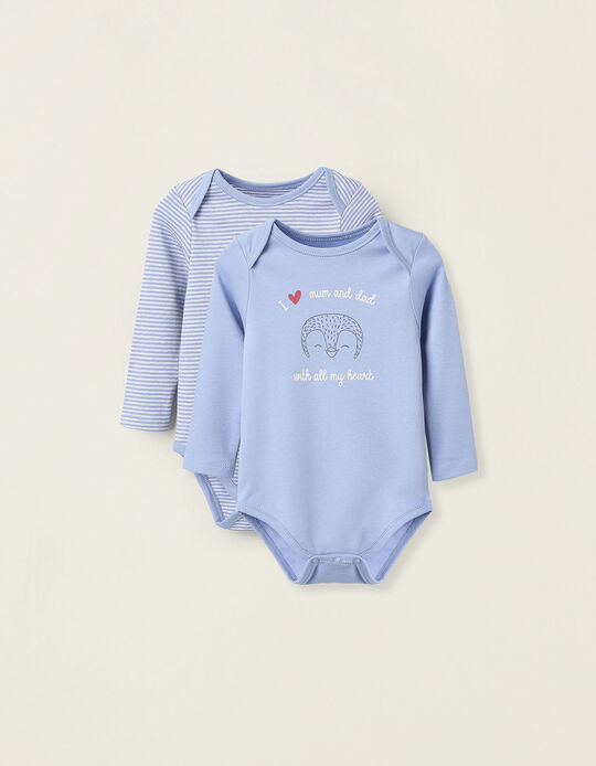 Comprar Online 2 Bodies de Algodão para Bebé Menino 'Mum & Dad', Branco/Azul