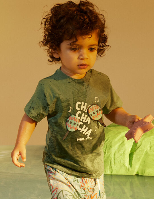 Comprar Online T-shirt de Algodão para Bebé Menino 'Maracas', Verde