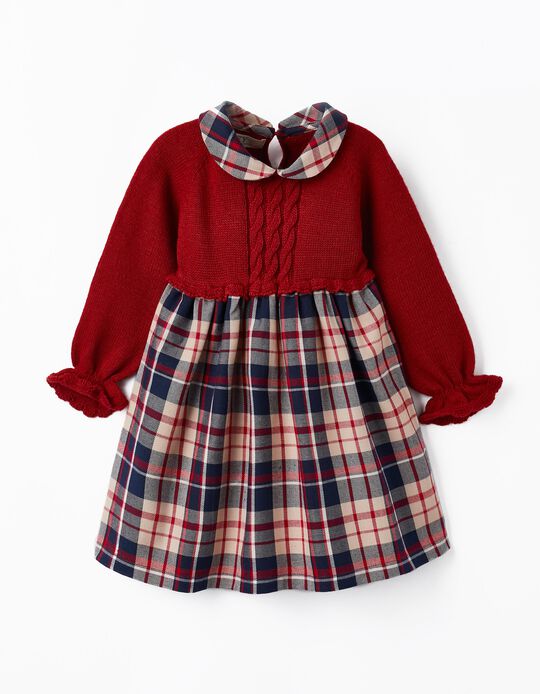 Comprar Online Vestido Combinado para Bebé Menina 'B&S', Vermelho/Bege/Azul Escuro