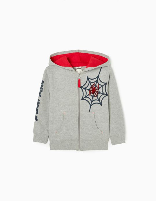 Cotton Hooded Jacket for Boys 'Spider-Man', Grey/Red