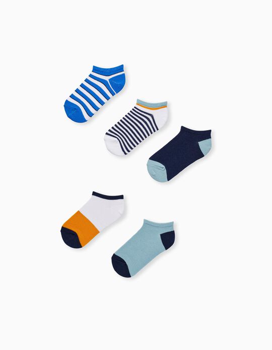 Pack of 5 Pairs of Ankle Socks for Boys 'Stripes', Multicolour