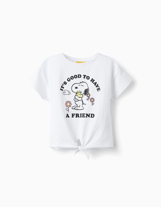 Cotton T-Shirt for Girls 'Snoopy', White
