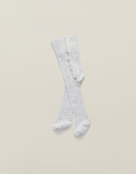 High-Waist Knit Tights for Newborn, Grey