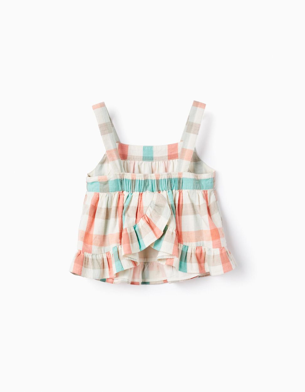 Buy Online Square Cotton Crop Top for Girls 'B&S', Aqua Green/Coral