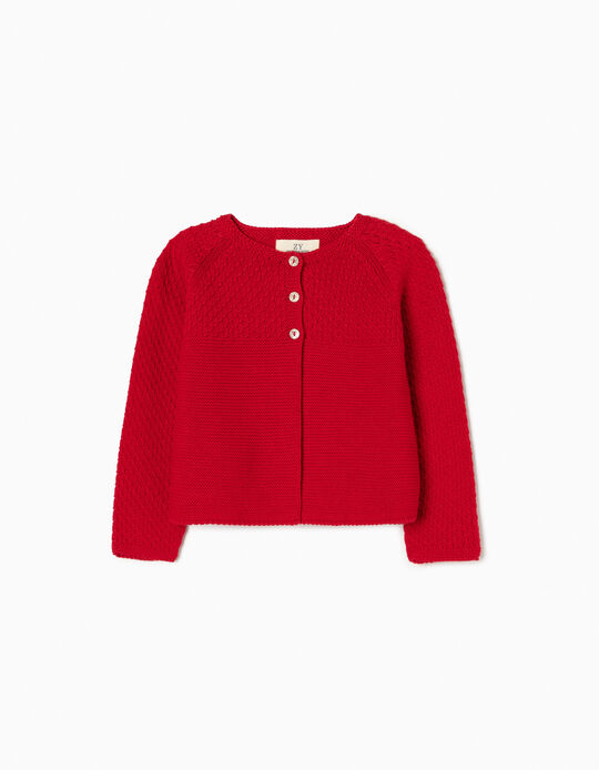 Textured Cardigan for Baby Girls 'B&S', Red