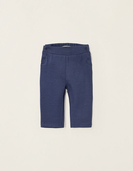 Knitted Roma Stitch Trousers for Newborn Girls, Dark Blue