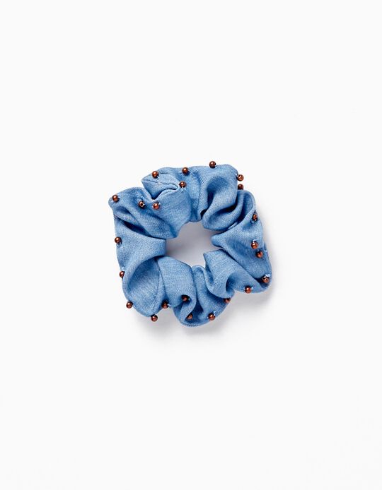 Comprar Online Elástico Scrunchie com Missangas para Bebé e Menina, Azul/Bronze