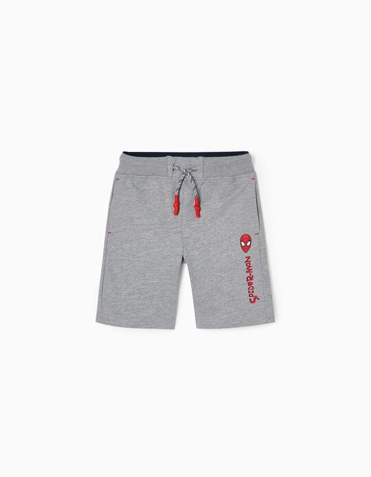 Cotton Sweat Shorts for Boys 'Spiderman', Grey