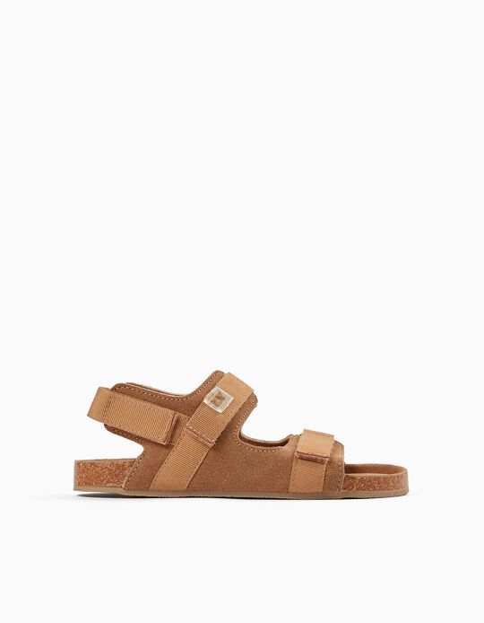 Leather Sandals for Boys, Camel