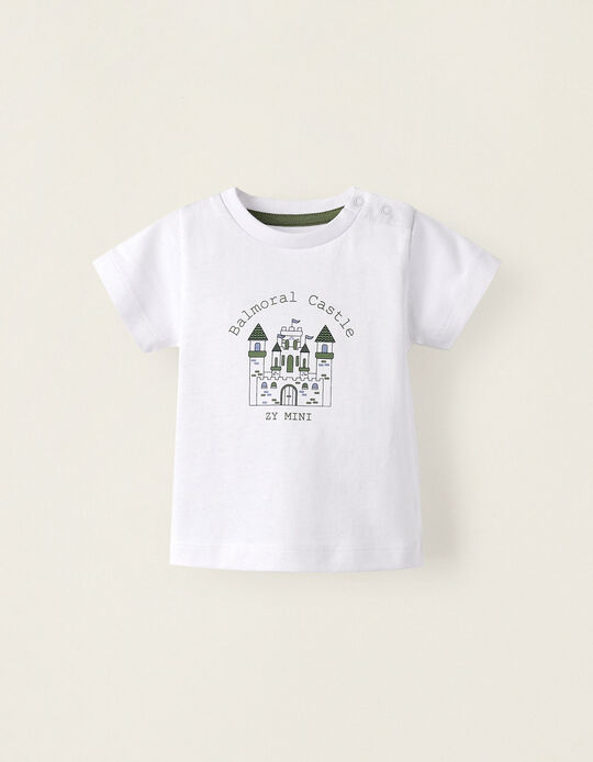 Cotton T-shirt for Newborns 'Balmoral Castle', White