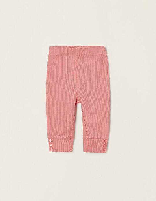 Ribbed Cotton Trousers for Newborn Baby Girls, Pink