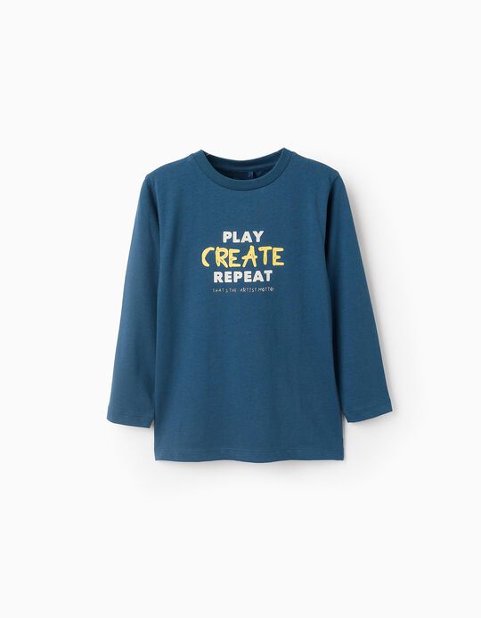 Comprar Online T-shirt de Manga Comprida para Menino 'Create', Turquesa