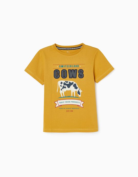 T-shirt de Algodão para Menino 'Alpes Suíços', Amarelo