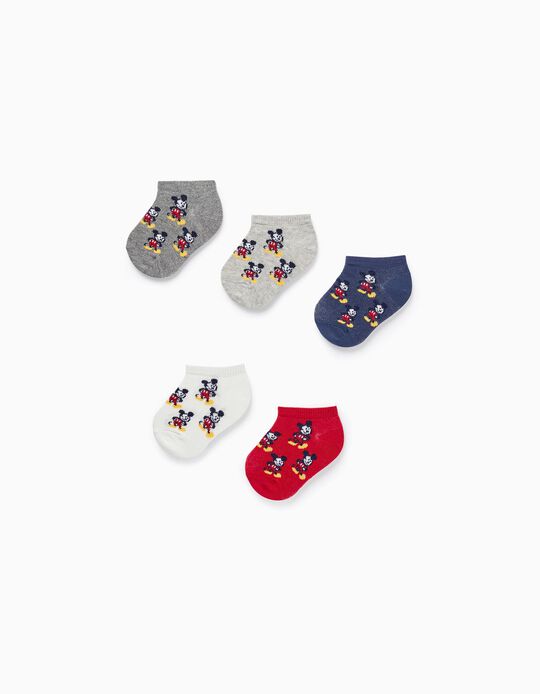 Pack of 5 Short Boys Socks 'Mickey', Multicolor