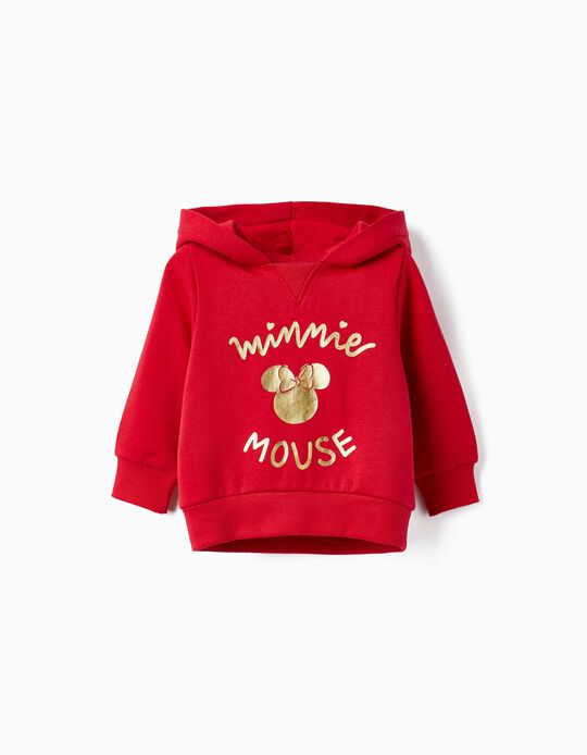 Cotton Hooded Sweatshirt for Baby Girls 'Minnie', Red