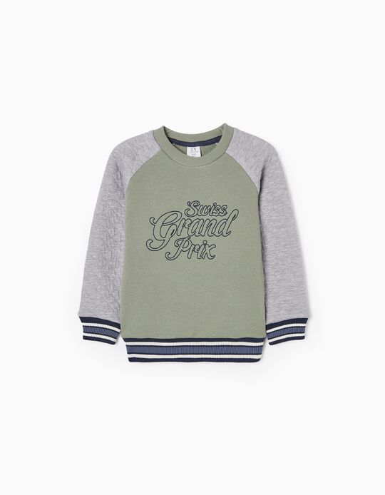 Cotton Sweatshirt for Boys 'Grand Prix', Green/Grey