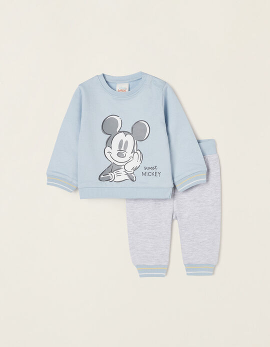 2-Piece Set in Cotton for Newborn Baby Boys 'Sweet Mickey', Blue/Grey