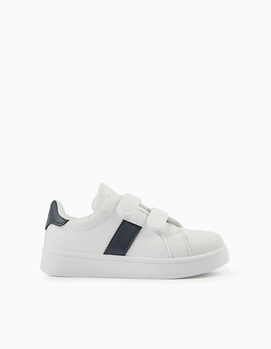 Trainers for Boys, White/Dark Grey