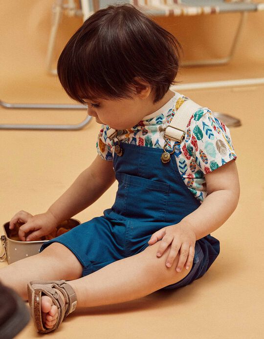 Dungarees + T-Shirt for Baby Boys, Multicoloured