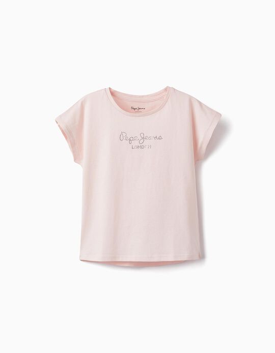 Cotton T-shirt for Girls 'Pepe Jeans', Light Pink