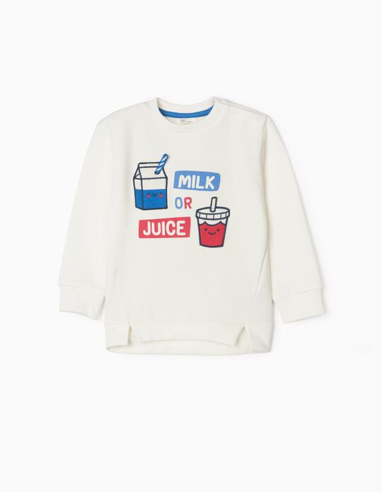 Sweatshirt for Baby Boys 'Milk or Juice', White