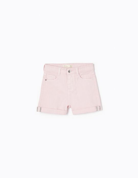 Cotton Twill Shorts for Girls, Pink
