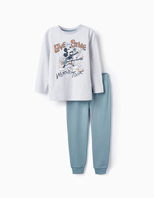 Pijama de Algodão para Menino 'Mickey', Cinza/Azul