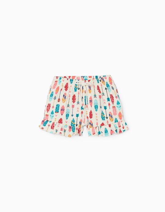 Printed Shorts for Baby Girls, White
