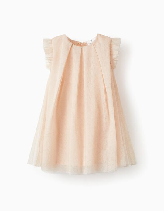 Dress in Tulle and Cotton for Baby Girls 'Special Days', Light Pink