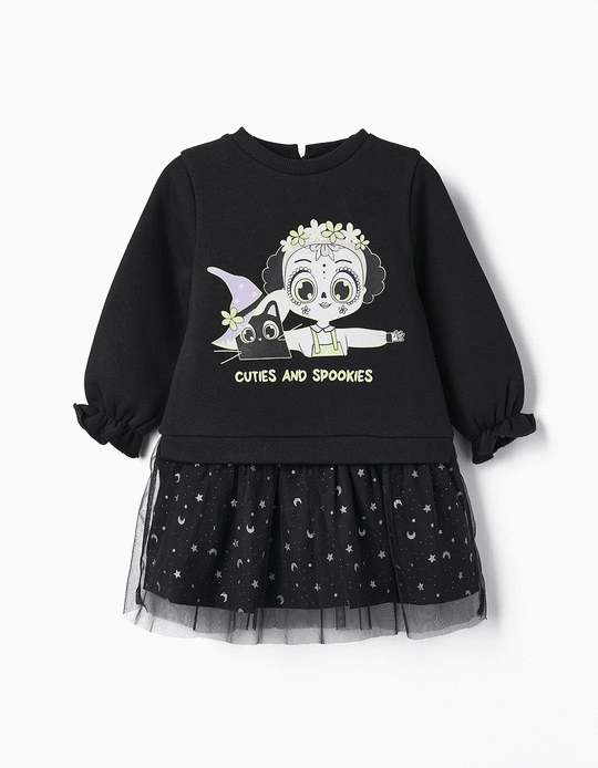Comprar Online Vestido-Sweat para Bebé Menina 'Halloween - Brilha no Escuro', Preto