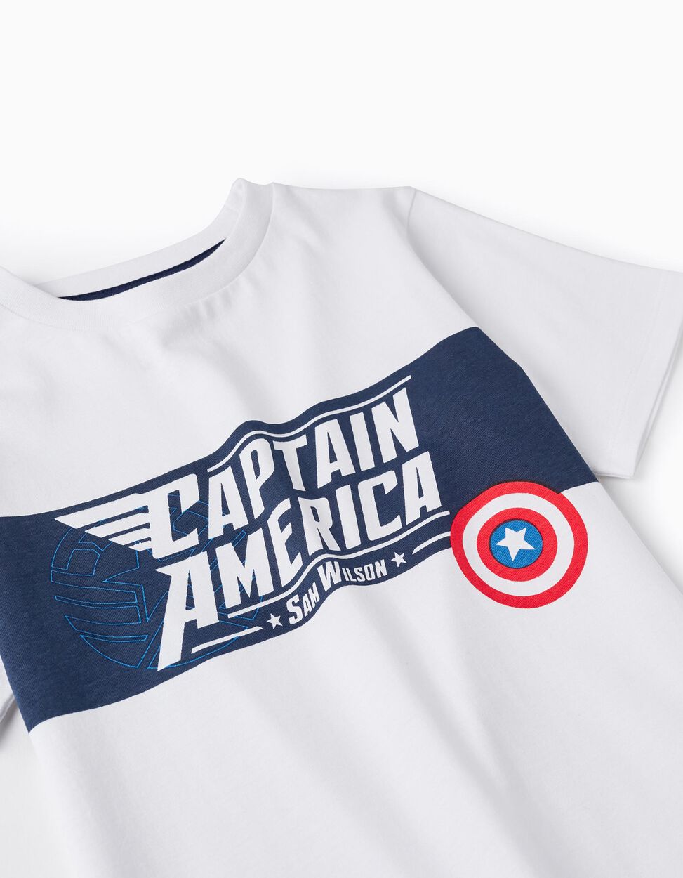 Comprar Online T-Shirt de Algodão para Menino 'Capitão América - Sam Wilson', Branco