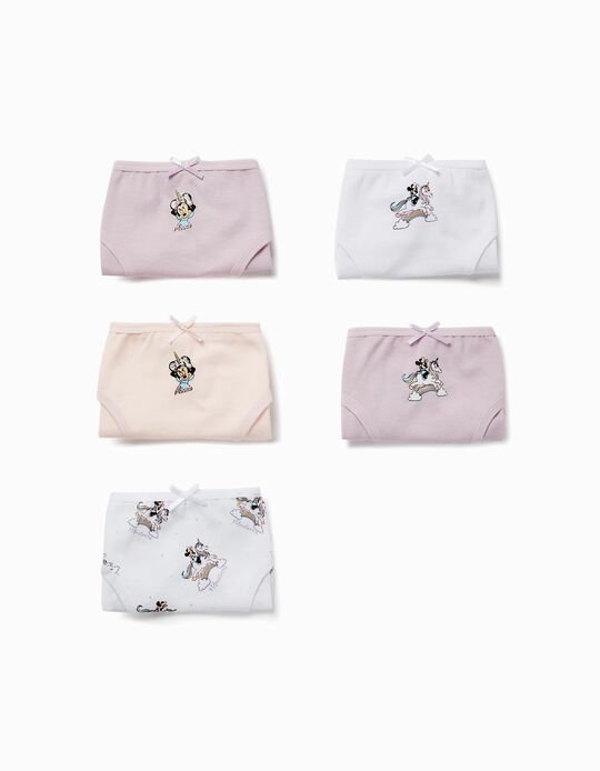 Pack of 5 Cotton Briefs for Girls 'Minnie & Unicorns', Multicoloured