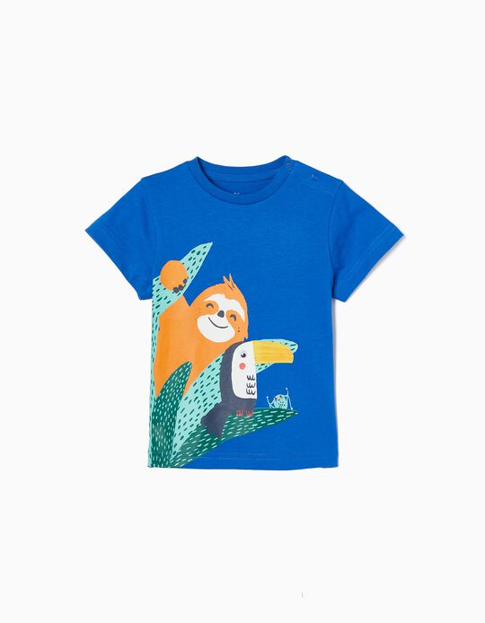 Camiseta de Algodón para Bebé Niño 'Animales Tropicales', Azul Oscuro