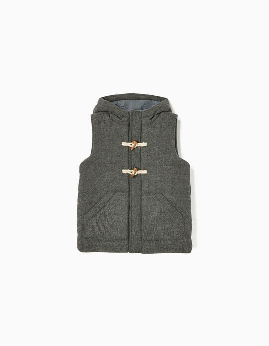 Quilted Waistcoat with Hood for Boys, Grey