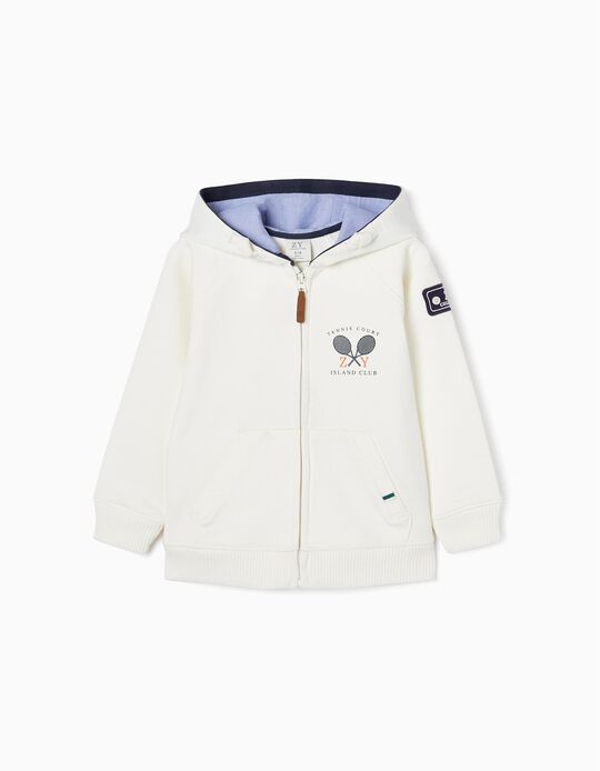 Cotton Hooded Jacket for Boys 'Tennis', White