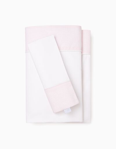 Lençol e Fronha Para Cama 120X60cm Essential Pink Zy Baby