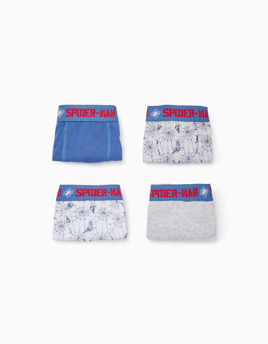 4-Pack Cotton Boxer Shorts for Boys 'Spider-Man', Multicoloured