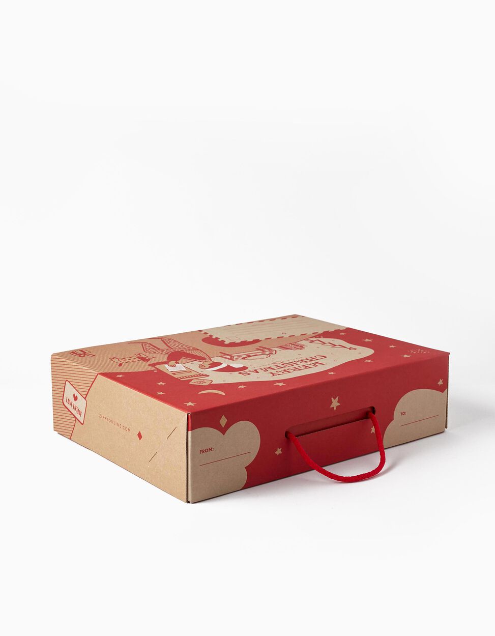 buy.online Large Gift Box 'ZY - Merry Christmas', Red