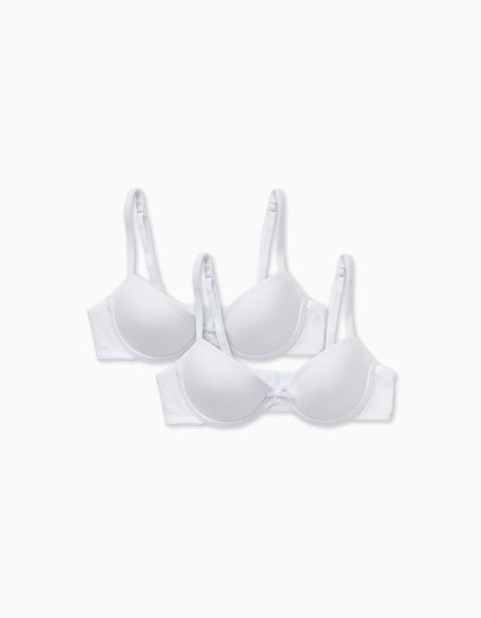 Pack of 2 Underwire Bras for Girls, White