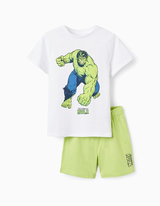 Pijama de Algodón para Niño 'Hulk', Blanco/Verde