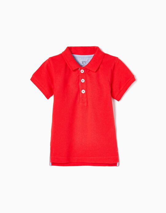 Polo-Shirt with Oxford Detail for Baby Boys, Red