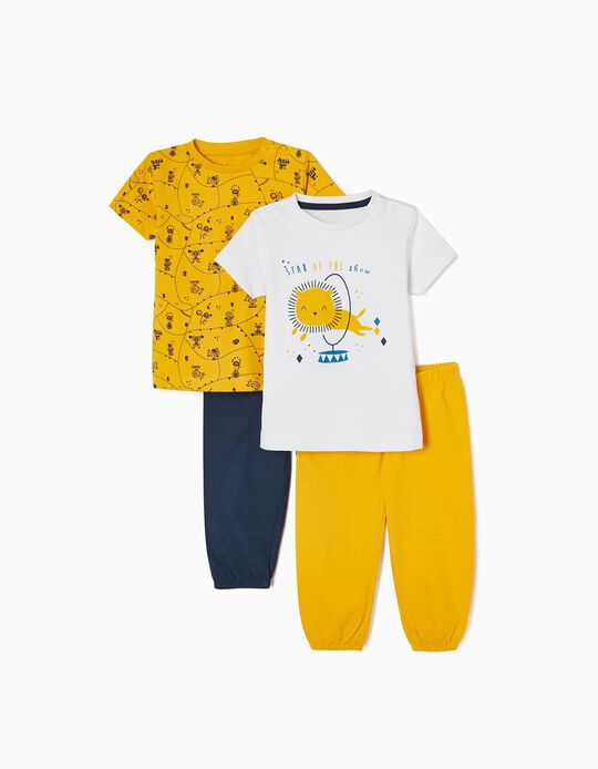 Set of 2 Cotton Pyjamas for Baby Boys 'Lion', Multicoloured