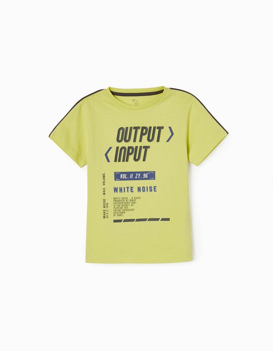 T-shirt de Algodão para Menino 'Input Output', Amarelo