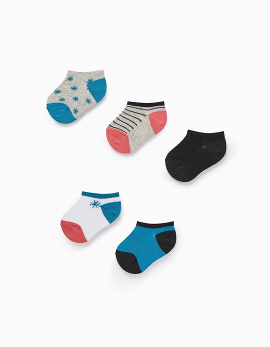 Pack of 5 Pairs of Ankle Socks for Baby Boys 'Stars', Multicolour