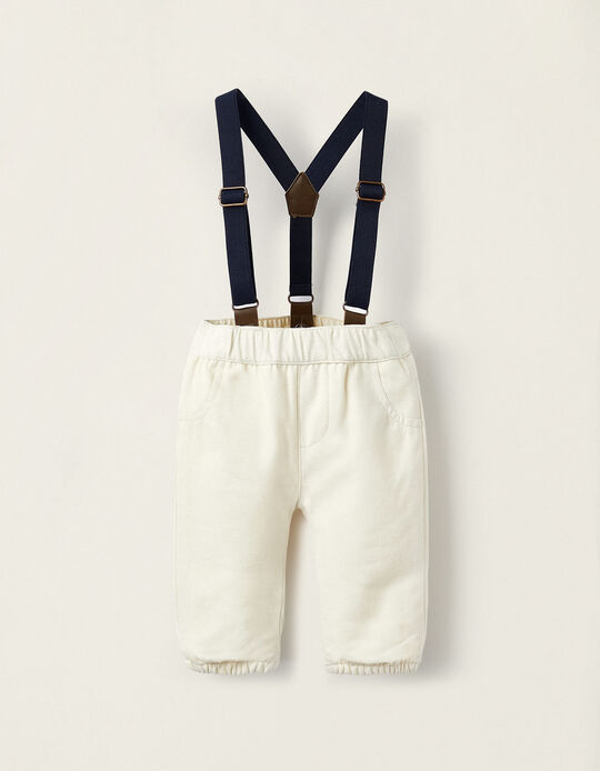 Trousers with Suspender for Newborns, Beige