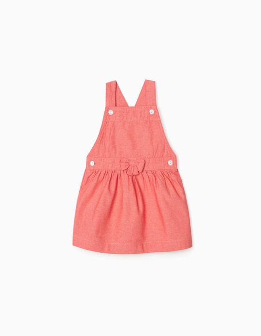 Twill Pinafore Dress for Baby Girls, Pink