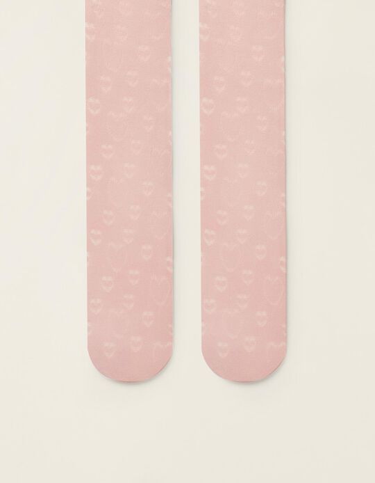 Semi-Opaque Tights for Baby Girls 'Hearts', Pink