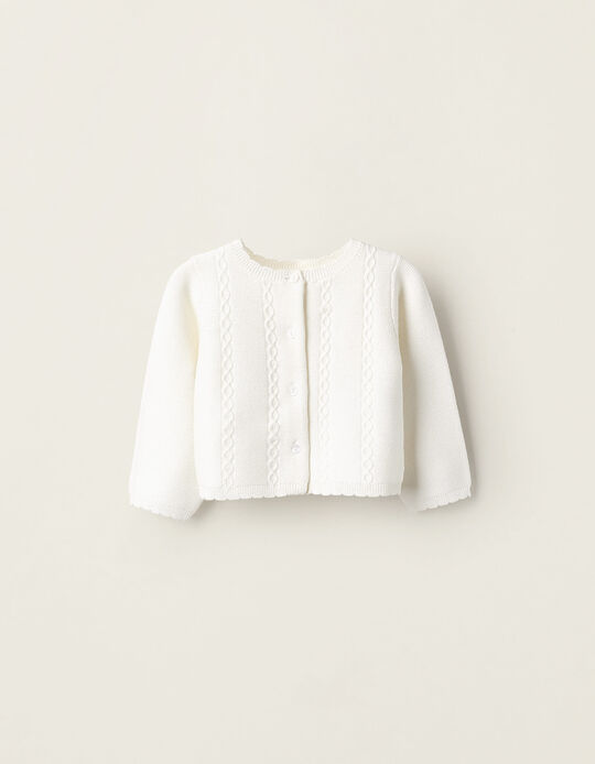 Buy Online Cardigan with Cable Knit Details for Newborn Girls, White