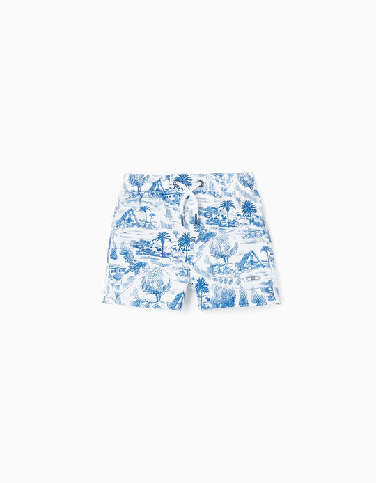 Swim Shorts for Baby Boys 'You&Me', White/Blue