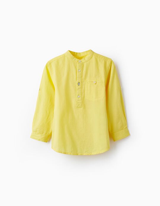 Camisa de Manga Comprida em Algodão para Menino, Amarelo